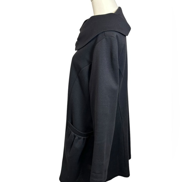 COMFY USA Black Tunic Jacket Boxy  Full Zip Artsy Lagenlook Size M - Picture 6 of 11